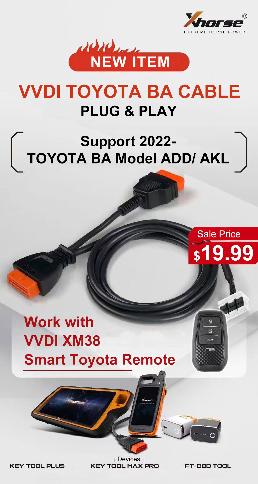 XHORSE KD8ABAGL Toyota BA All Keys Lost Adapter